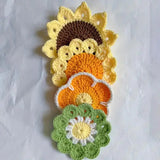 Qfdian  Flower Crochet Coaster Handmade Knitted Placemat for Tea Mug Pad Table Kitchen Decor for Birthday Wedding Tea Time