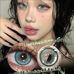 Qfdian 1 Pair New Style Myopia Degree Contact Lenses Big Eye 1 Year Use Soft High Quality Blue Purple Green Contact Lenses