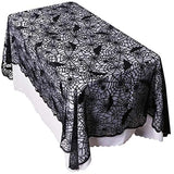 Qfdian  Rectangular Halloween Tablecloth, Halloween Bat Spider Web Tablecloth Decor, Black Lace Tablecloth Bat Cobweb Table Cover for H