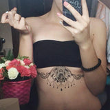 Qfdian  Waterproof Temporary Tattoo sticker body henna waist breast chest mandala tatto stickers flash tatoo fake tattoos for women