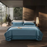 Qfdian 4Pcs Luxury 1000TC Egyptian Cotton White Hotel Style Bedding Set Hollow Wide Edge Duvet Cover Bed Sheet Fitted Sheet Pillowcases