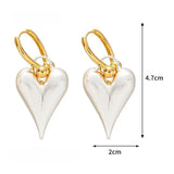 Qfdian  Textured Heart Hoop Earrings Geometry Love Pendant Metal Filigree Earrings Round Ball Women Accessories Hearts Earringdrop Women