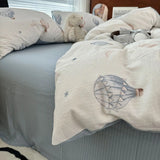 Qfdian  Duvet Cover Set  A-class Ultra Soft Jacquard Double-layer Yarn Washed Cotton Bedding Set  Floral Bed Sheet