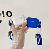 Qfdian Klein Blue Snow White Solid Color block Silicone Earphone Case For AirPods pro 2 Bluetooth Charging Box Cover For AirPods 2 3 4