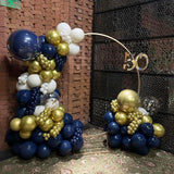 Qfdian  Navy Blue Balloons Arch Garland Kit White Chrome Gold Ballon Arch Graduation Decoration Wedding Baby Shower Birthday Party Decor