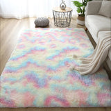Qfdian White Fluffy Hall Carpet Modern Living Room Bedroom Home Decor Large Mats Thickened Non-Slip Girl Children's Room Pink Furry Rug