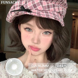 Qfdian  1pair Colorcon Contact Lenses Green Color Lens Natural Brown Eye Contacts Gray Pupils Beautiful Cosmetic Yearly Lenses