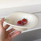 Qfdian  Handmade Ceramic Dessert Bowl Solid Color Yogurt Bowl Household High-value Tableware Fruit Salad Breakfast Oat Yogurt Bowl