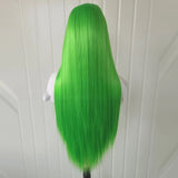 Qfdian Green Wig Straight Synthetic Lace Front Wig Long Green Hair Wig Glueless Wigs Ready to Wear Green Lace Frontal Wigs for Women