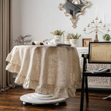 Qfdian White Round Table Cloths Retro Farmhouse Washable Fabric Table Covers for Restaurant Kitchen Wedding Party Christmas Decorations