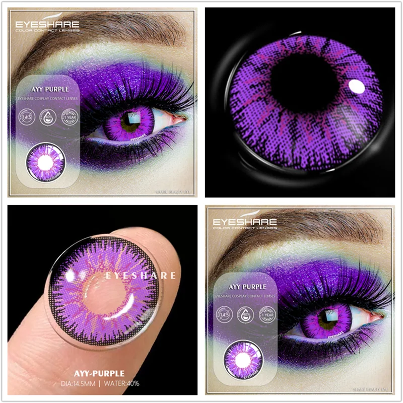 EYESHARE Color Contact Lenses for Eyes 1 Pair Cosplay Halloween Color Contact Lens for Eyes Yearly Beautiful Makeup Contact Lens