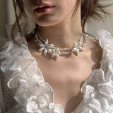 Qfdian  New Arrival Women's Bohemian Artificial Pearl Flower Pendant Necklace Choker Jewelry Gift Wholesale Dropshipping