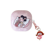 Qfdian  Rose Red Marble Pattern 3D Love Heart Cute Bear Pendant Earphone Accessories Case For Galaxy Buds Pro 2 Live Protection Cover