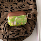 Qfdian Cute Green Lawn Puppy Dog Shockproof Protective Case Cover for AirPods 1 2 3 AirPods Pro Pro 2 Soft Silicone Gloss Bumper Coque