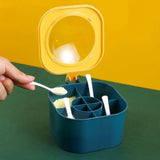 Qfdian  4 in 1 Round Plastic Seasoning Box Set with Integrated Spoons Salt Pepper Spice Containers for Kitchen Countertop Organizer