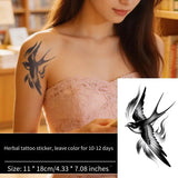 Qfdian  New Traditional Swallow Flame Feather Herbal Juice Tattoo Sticker, Waterproof Long-Lasting Temporary Tattoo for Arm Waist Thigh