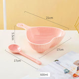 Qfdian  1pc Creative New Style Ceramic Tableware Household Kitchen Restaurant Supplies Anti Scalding Double Ear Pink Cute Love Soup Bowl