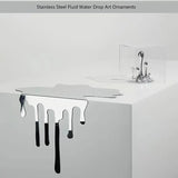 Qfdian  Minimalism Stainless Steel Flowing Water Droplet Decoration Reflective Surface Artwork Desktop Decoration Home Decoration