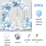 Qfdian  Pastel Blue Balloon Garland Arch Kit White Blue Confetti Balloons Baby Shower Gender Reveal Birthday Party Wedding Decorations