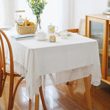 Qfdian White Lace Tablecloth French Style Meteor Shower Coffee Table Dressing Table Cover Cloth for Wedding Party Christmas Decorations