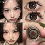 Qfdian 0~600 Myopia Black Lenses Gray Lenses Korean Style Big Eyes Lens Colored Contact Lenses with Degree Prescription Contacts