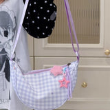 Qfdian  Luxury Design Sweet Y2k Aesthetic Crossbody Bag Women Contrast Color Plaid Handbags Fashion Kawaii Girls Cellphone Shoulder Bags