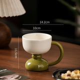 Qfdian  Retro Ceramic Mug Hand Painted Tall Coffee Cup with Handle Mug Milk Oatmeal Ice Cream Water Cup Kitchen Accessory Drinkware Gift