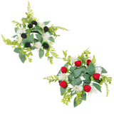 Qfdian  1pcs Candlestick Wreath Artificial Fruit Flower Garland Candle Holder Table Decoration Candle Wedding Party New Year Decor