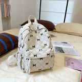 Qfdian Corduroy Small Backpack for Girls, Fashionable and Versatile, Cute Bow Tie Small Backpack, Simple Backpack