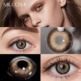 Qfdian Colored Contact Lenses Myopia Lenses with Diopters Cosmetic Contact Lens Black Grey Yearly Eye Beautiful Pupil Makeup 2pcs/Pair
