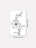 Qfdian  Lily Tattoo Sticker Temporary Tattoo, Simple Sketch Line Flower Tattoo, Sexy Waist Belly Body Art, Waterproof Long-Lasting Tatto