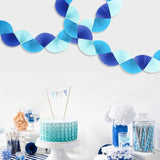 Qfdian  Blue Paper 3D Fans Flower Garland Hanging Flower Banner Wall Decoration for Wedding Birthday Baby Shower Party Streamer Decor