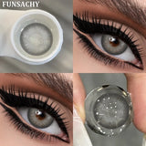 Qfdian  2pcs Colored Contact Lenses for Eyes Blue Pupils Lens Natural Brown Softlens Beautiful Cosmetic Gray Green Eye Contacts