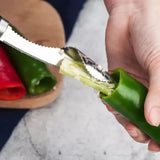 Qfdian Stainless Steel Household Tiger Skin Green Pepper Cut Pepper To Core Seeded Vegetable Slicer Tomato Core Remover Deseeder Tool