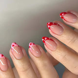 Qfdian 24Pcs Golden French Fake Nail with Almond Head Design Simple Oval False Nails Wearable Press on Nails Full Cover Nail Tips