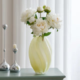 Qfdian  French Vase Feeling Glass Milky Jade Color Living Room Water Nourishing Flower Arrangement Antique Floral Ware Mother's Day