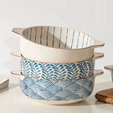 Qfdian  Japanese Double Ear Soup Noodle Bowls, Household Kitchen Restaurant Supplies, Tableware, Salad Fruit Soup Phnom Penh Bowls , 1Pc