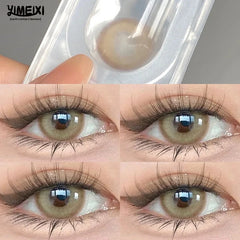 YIMEIXI 2pcs Colored Contacts for Eyes Nature Brown Colorful Eyes Prescription Lenses for Myopia Soft Round Yearly