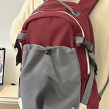 Qfdian  Outdoor Sports Contrast Color Drawstring Schoolbags Men Y2k Casual Travel Backpack High-capacity Backpacks for Women Students