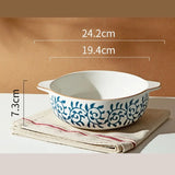 Qfdian  Japanese Double Ear Soup Noodle Bowls, Household Kitchen Restaurant Supplies, Tableware, Salad Fruit Soup Phnom Penh Bowls , 1Pc