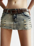 Qfdian  Korean Fashion Retro Y2 Sexy Women's Denim Skirt Summer New Y2K Spicy Girl Low Waisted Women Tight Fitting Buttocks Mini Skirt