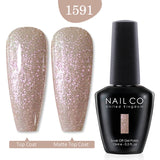 Qfdian  15ml UV Gel Nail Polish Semi Permanent Gel Varnish Enamel Brown Nail Gel Design Red Nails Art Nude Color Glitter Manicure