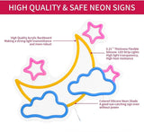 Qfdian  Moon Cloud Star Neon Sign for Wall Decor USB Powered Moon Cloud Stars Neon Sign Light up For Bedroom Kids Room Girls Party Bar