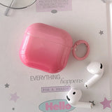 Qfdian New Gradient Pink Gloss Smooth Soft Silicone Case With Keychain For Apple AirPods Pro 2 3 4 1 Wireless Bluetooth Earphone Cover