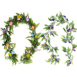 Qfdian  Spring Eggs Easter Eggs Wreath Rattan Creative Artificial Garland Hanging Pendants Front Door Porch Farmhouse Holiday Home Decor