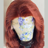 Qfdian Reddish Brown Wig Body Wave Synthetic Lace Front Wig Glueless Auburn Colored Copper Red Hair Frontal Lace Wigs for Women