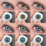 Qfdian  2pcs Color Brown Contact Lenses for Eyes Fashion Natural Gray Softlens Eye Makeup Contacts Yearly Cosmetic Color Lens