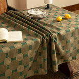 Qfdian  Tablecloth Rectangular Shape Atmosphere Linen Green Retro Antique Style Light Luxury High-end Dining Table Layout Easy To Clean