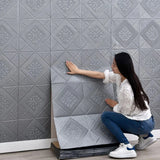 Qfdian 70 * 70cm ceiling wallpaper wall sticker 3D brick self-adhesive waterproof and moisture-proof  foam wallpaper home decoration
