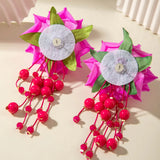 Qfdian  Stylish and unique large flower vacation earrings